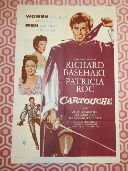 CARTOUCHE FOLDED US ONE SHEET POSTER RICHARD BASEHART PATRICIA ROC 1955