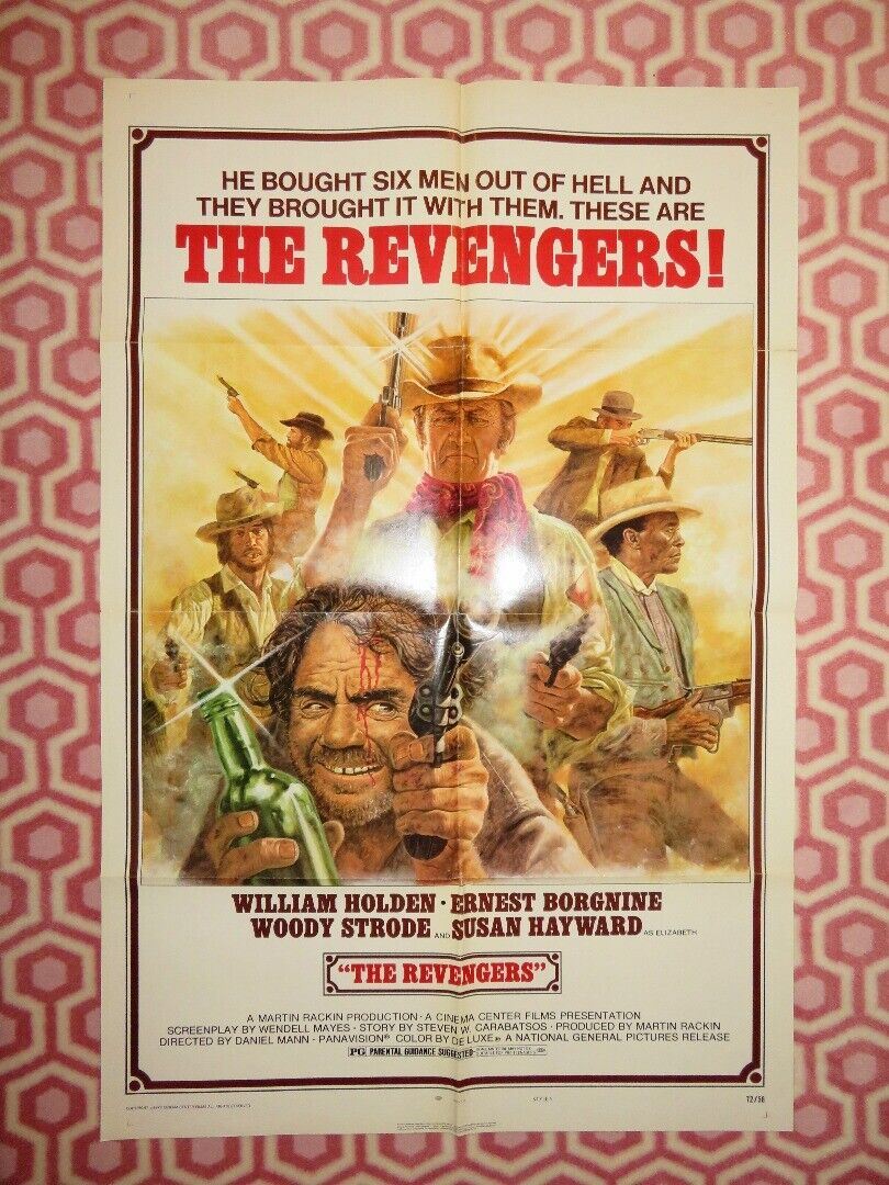 THE REVENGERS  FOLDED US ONE SHEET POSTER WILLIAM HOLDEN ERNEST BORGNINE 1972