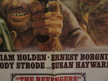 THE REVENGERS  FOLDED US ONE SHEET POSTER WILLIAM HOLDEN ERNEST BORGNINE 1972