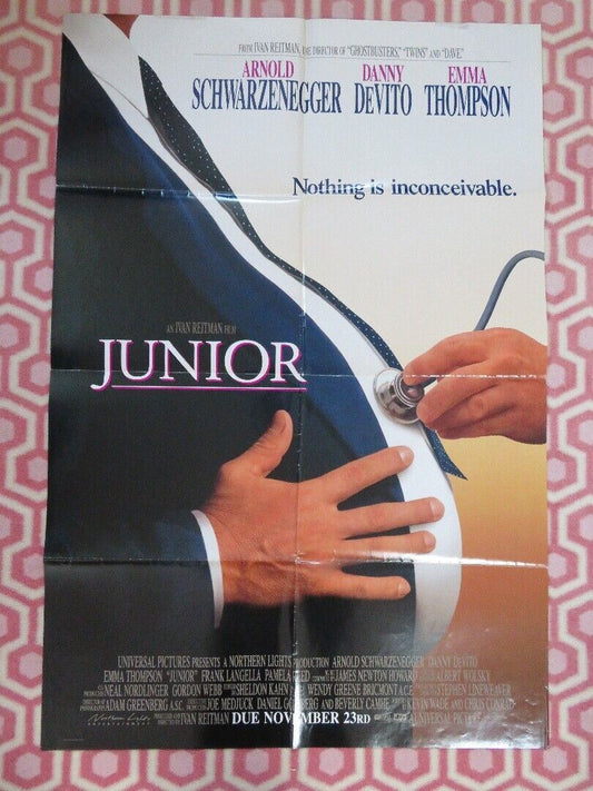 JUNIOR  FOLDED US ONE SHEET POSTER DEVITO SCHWARZENEGGER 1994