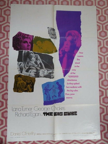 THE BIG CUBE FOLDED US ONE SHEET POSTER LANA TURNER GEORGE CHAKIRIS 1969