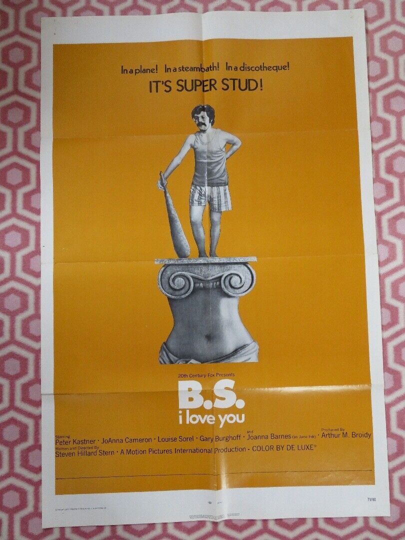 B.S I LOVE YOU FOLDED US ONE SHEET POSTER PETER KASTNER JOANNA CAMERCON 1971