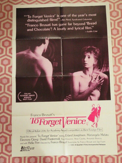 TO FORGET VENICE FOLDED US ONE SHEET POSTER ERLAND JOSEPHSON 1980