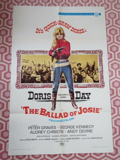 THE BALLAD OF JOSIE FOLDED US ONE SHEET POSTER DORIS DAY PETER GRAVES 1968