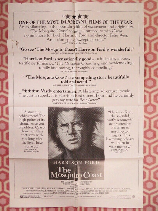 THE MOSQUITO COAST FOLDED US ONE SHEET POSTER HARRISON FORD HELEN MIRREN 1986