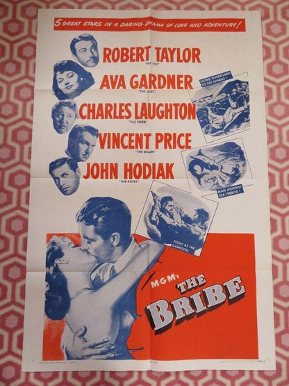 THE BRIBE FOLDED US ONE SHEET POSTER ROBERT TAYLOR AVA GARDNER 1949