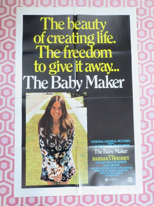 THE BABY MAKER  FOLDED US ONE SHEET POSTER BARBARA HERSHEY SAM GROOM 1970