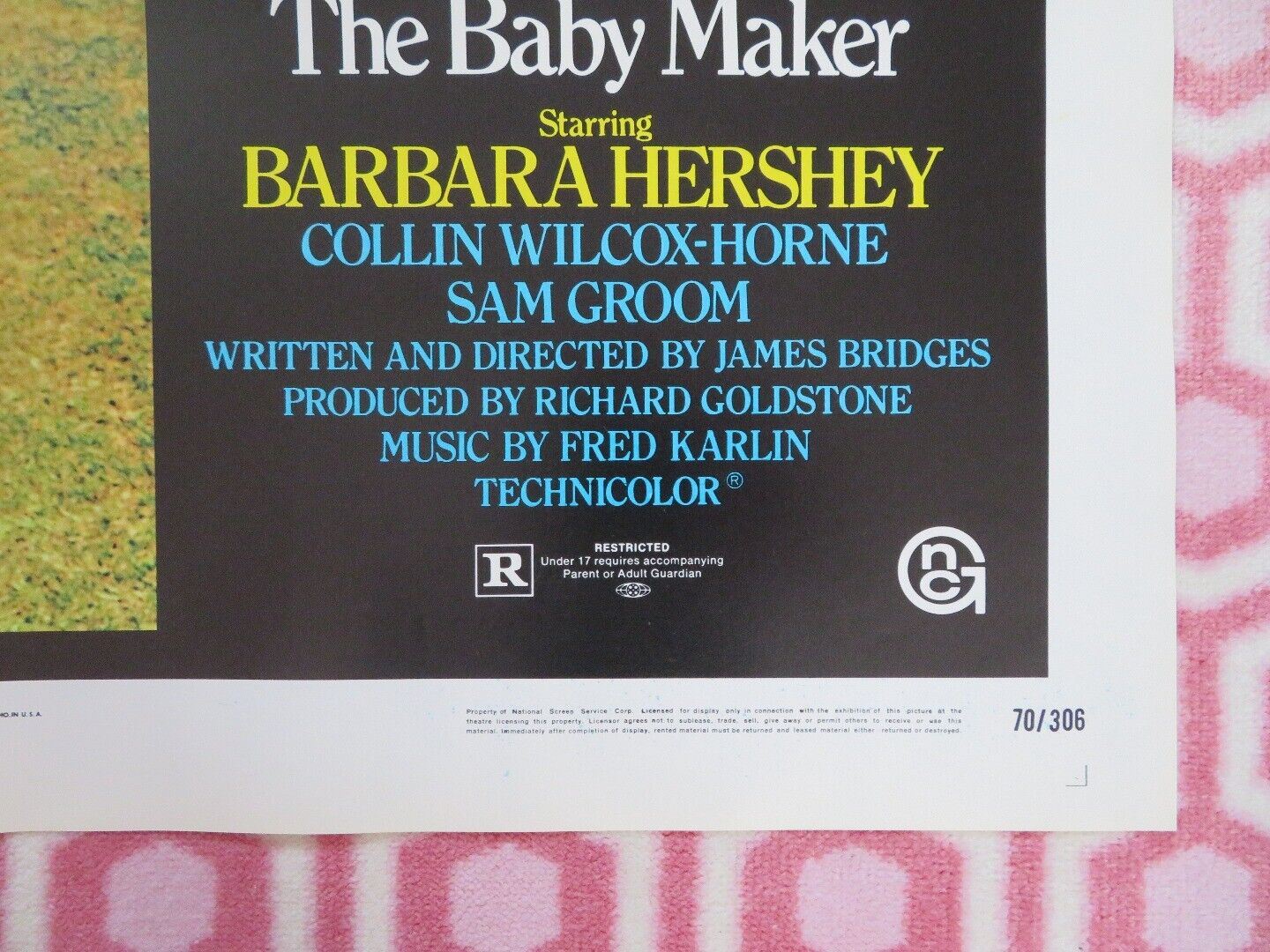 THE BABY MAKER  FOLDED US ONE SHEET POSTER BARBARA HERSHEY SAM GROOM 1970