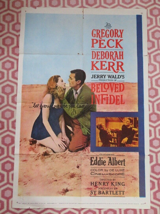 BELOVED INFIDEL  FOLDED US ONE SHEET POSTER GREGORY PECK DEBORAH KERR 1959