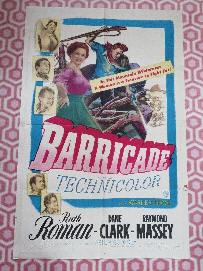 BARRICADE FOLDED US ONE SHEET POSTER RUTH ROMAN DANE CLARK 1950