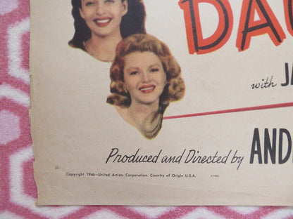 THE BACHELOR'S DAUGHTER'S  FOLDED US ONE SHEET POSTER G RUSSELL C TREVOR 1946