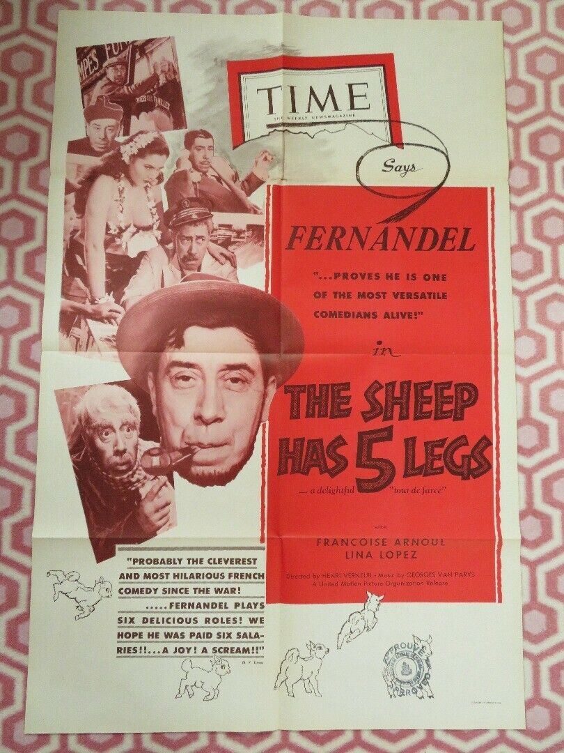 SHEEP HAS FIVE LEGS  FOLDED US ONE SHEET POSTER FRANCOISE ARNOUL LINA LOPEZ 1954