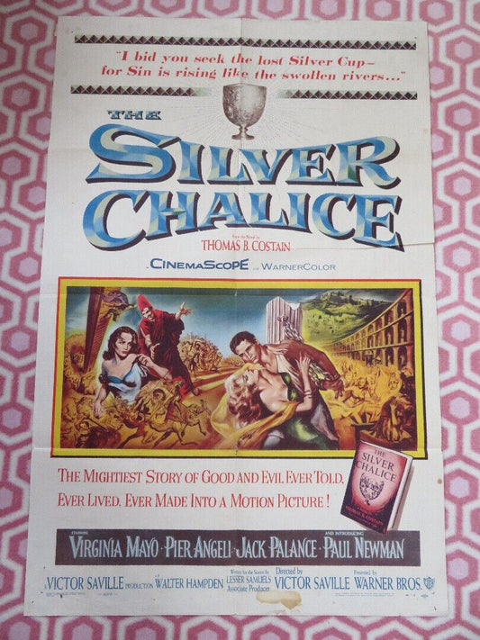 THE SILVER CHALICE  FOLDED US ONE SHEET POSTER VIRGINIA MAYO PIER ANGELI 1954