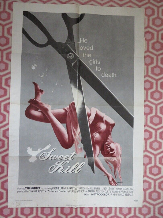 SWEET KILL  FOLDED US ONE SHEET POSTER TAB HUNTER CHERIE LATIMER 1972