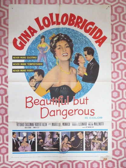 BEAUTIFUL BUT DANGEROUS  FOLDED US ONE SHEET POSTER GINA LOLLOBRIGIDA 1955