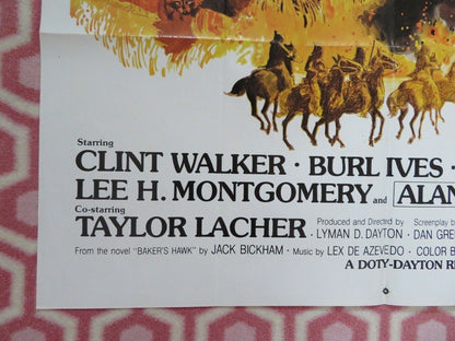 BAKER'S HAWK FOLDED US ONE SHEET POSTER CLINT WALKER BURL IVES 1976