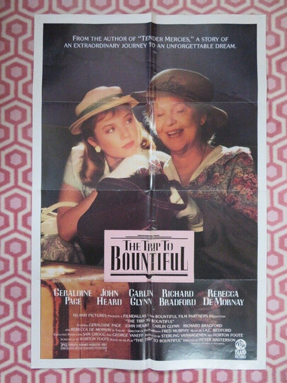 THE TRIP TO BOUNTIFUL  FOLDED US ONE SHEET POSTER GERALDINE PAGE JOHN HEARD 1985