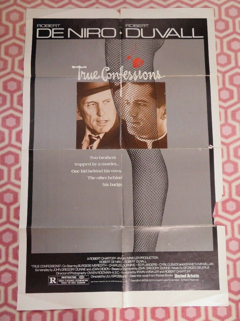 TRUE CONFESSIONS  FOLDED US ONE SHEET POSTER ROBERT DENIRO ROBERT DUVALL 1981