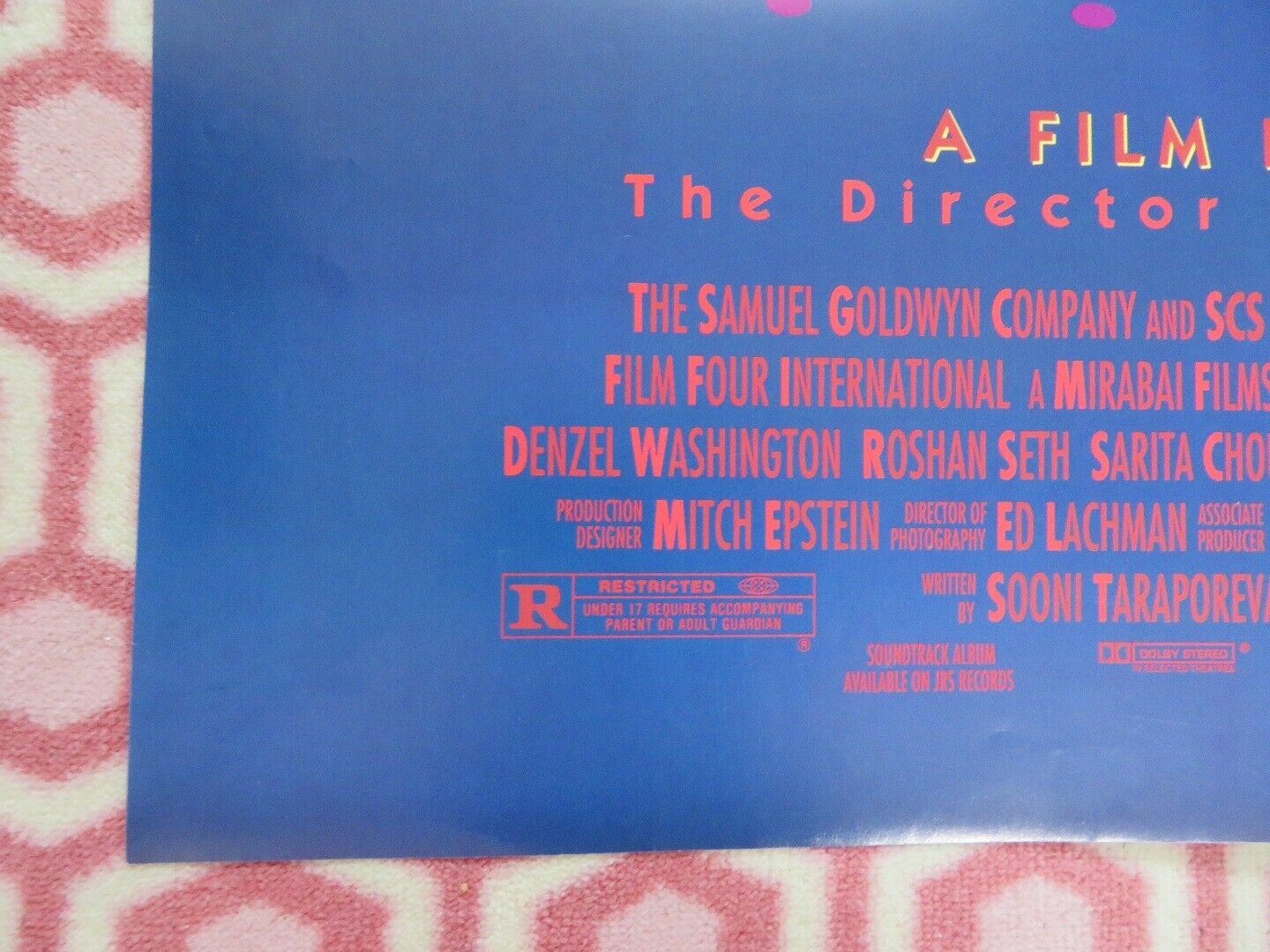 MISSISSIPPI MASALA  FOLDED US ONE SHEET POSTER DENIS WASHINGTON ROSHAN SETH 1991