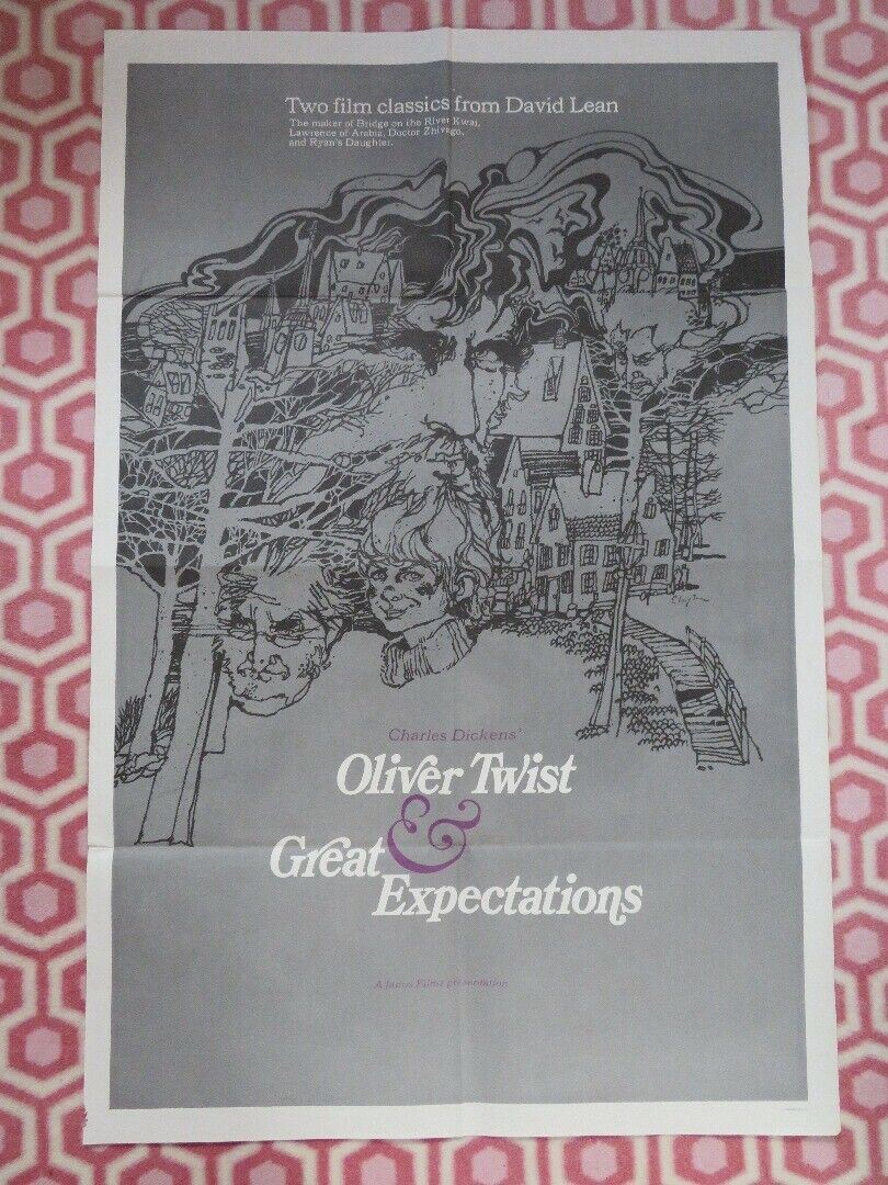 OLIVER TWIST & GREAT EXPECTATIONS FOLDED US ONE SHEET POSTER C DICKENS 1970's