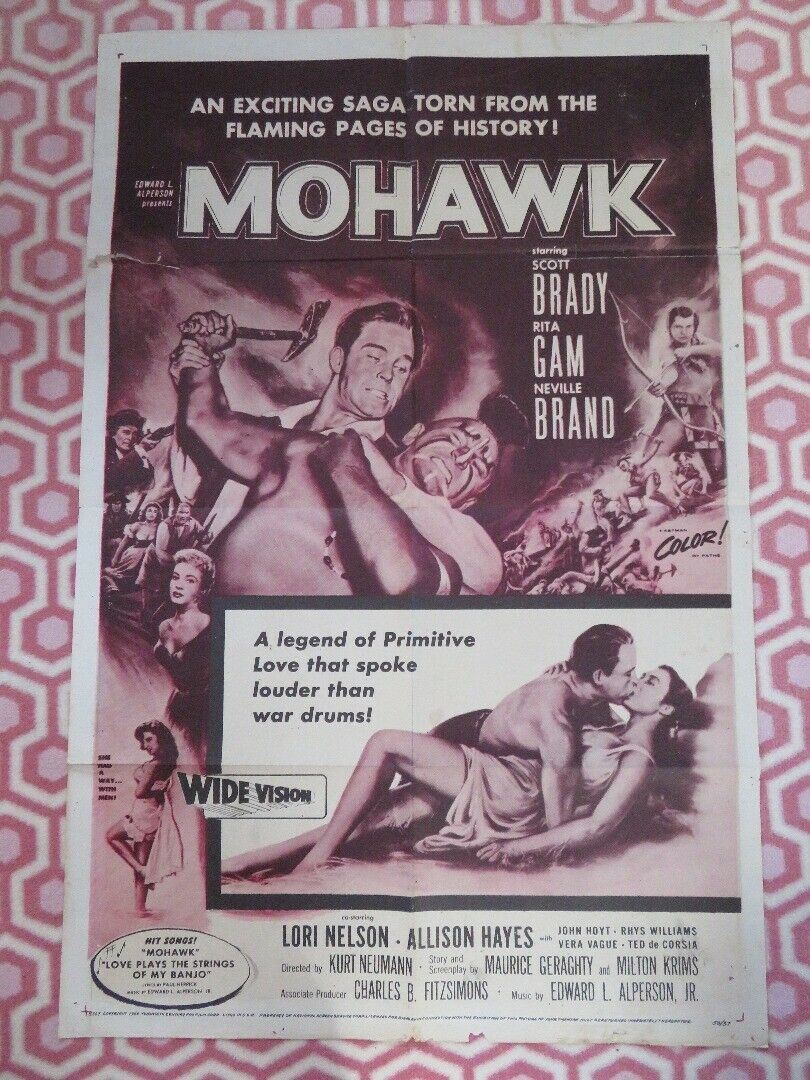 MOHAWK  FOLDED US ONE SHEET POSTER SCOTT BRADY RITA GAM 1956