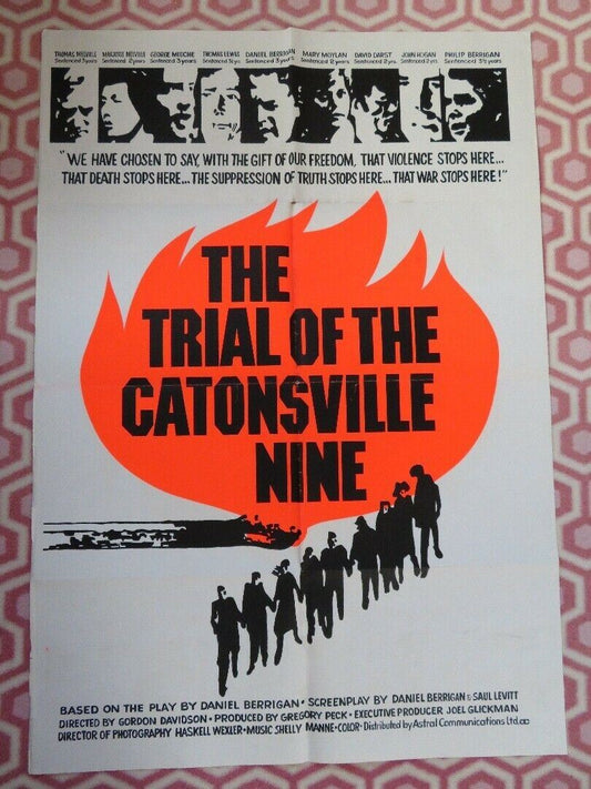 THE TRIAL OF THE CATONSVILLE NINE FOLDED US ONE SHEET POSTER GORDON DAVIDSON '72