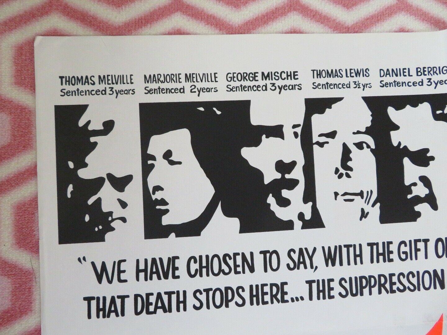 THE TRIAL OF THE CATONSVILLE NINE FOLDED US ONE SHEET POSTER GORDON DAVIDSON '72