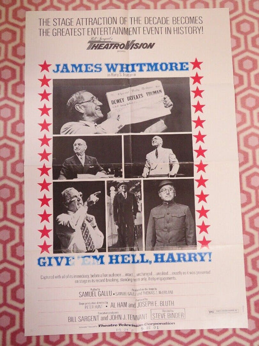 GIVE 'EM HELL, HARRY FOLDED US ONE SHEET POSTER JAMES WHITMORE 1975