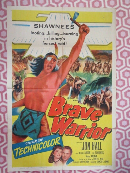 BRAVE WARRIOR FOLDED US ONE SHEET POSTER JON HALL CHRISTINE LARSON 1952