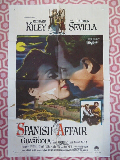 SPANISH AFFAIR FOLDED US ONE SHEET POSTER RICHARD KILEY CARMEN SEVILLA  1957