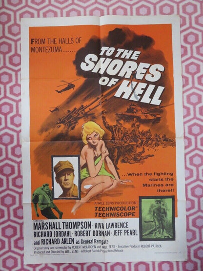 TO THE SHORES OF HELL FOLDED US ONE SHEET POSTER MARSHALL THOMPSON 1965