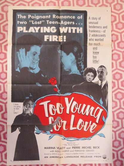 TOO YOUNG FOR LOVE  FOLDED US ONE SHEET POSTER MARINA VLADY PIERRE 1954