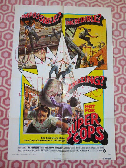 THE SUPER COPS FOLDED US ONE SHEET POSTER RON LEIBMAN DAVID SELBY 1974