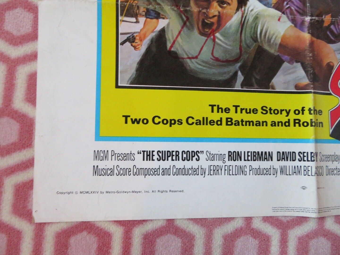 THE SUPER COPS FOLDED US ONE SHEET POSTER RON LEIBMAN DAVID SELBY 1974