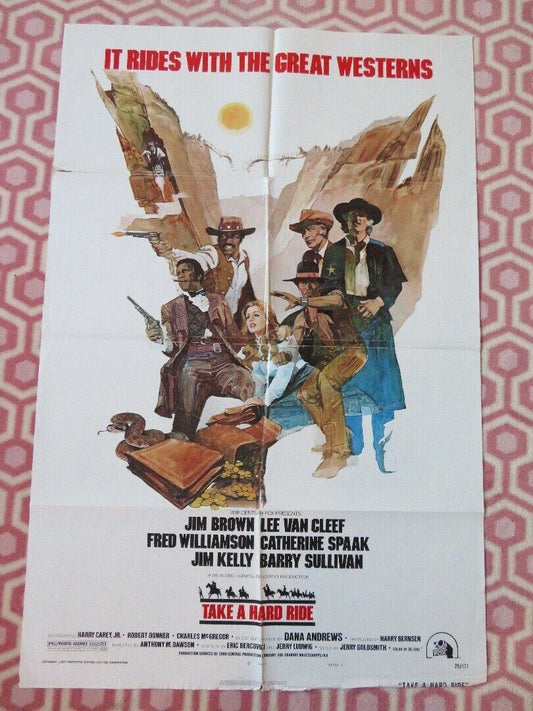 TAKE A HARD RIDE  FOLDED US ONE SHEET POSTER JIM BROWN LEE VAN CLEEF 1975