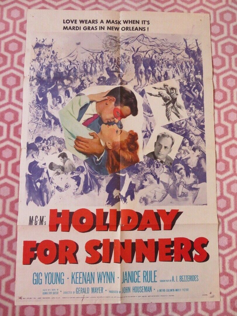 HOLIDAY FOR SINNERS  FOLDED US ONE SHEET POSTER GIG YOUNG KEENAN WYNN 1952