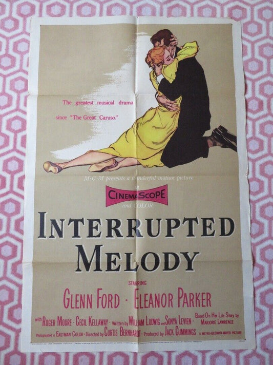 INTERRUPTED MELODY  FOLDED US ONE SHEET POSTER GLENN FORD ELEANOR PARKER 1955