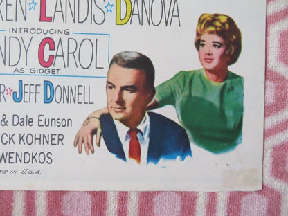 GIDGET GOES TO ROME  FOLDED US ONE SHEET POSTER JAMES DARREN CINDY CAROL  1963