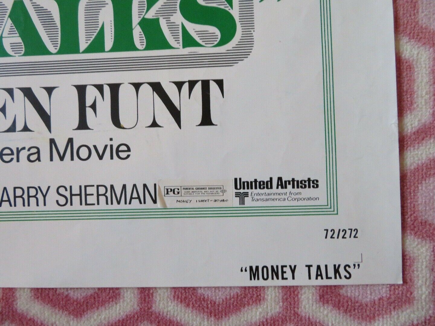 MONEY TALKS  FOLDED US ONE SHEET POSTER ALLEN FUNT 1972