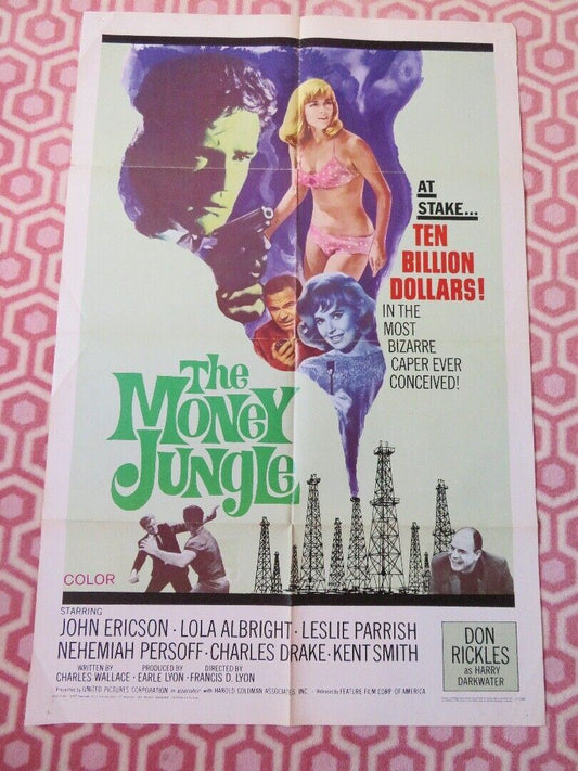 THE MONEY JUNGLE  FOLDED US ONE SHEET POSTER JOHN ERICSON LOLA ALBRIGHT 1967