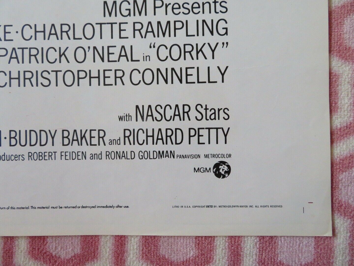 CORKY FOLDED US ONE SHEET POSTER ROBERT BLAKE CHARLOTTE RAMPLING 1972