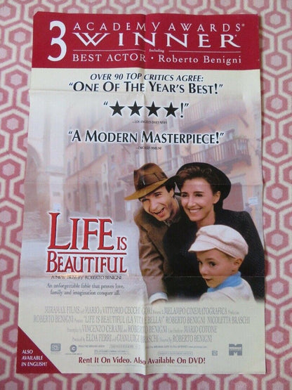 LIFE IS BEAUTIFUL VIDEO DVD ONE SHEET FOLDED POSTER  ROBERTO BENIGNI 1998