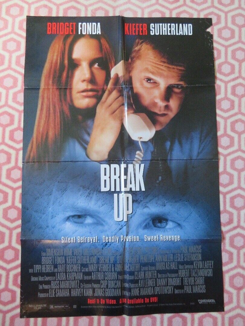 BREAK UP VIDEO DVD ONE SHEET FOLDED POSTER BRIGET FONDA KIEFER SUTHERLAND '98