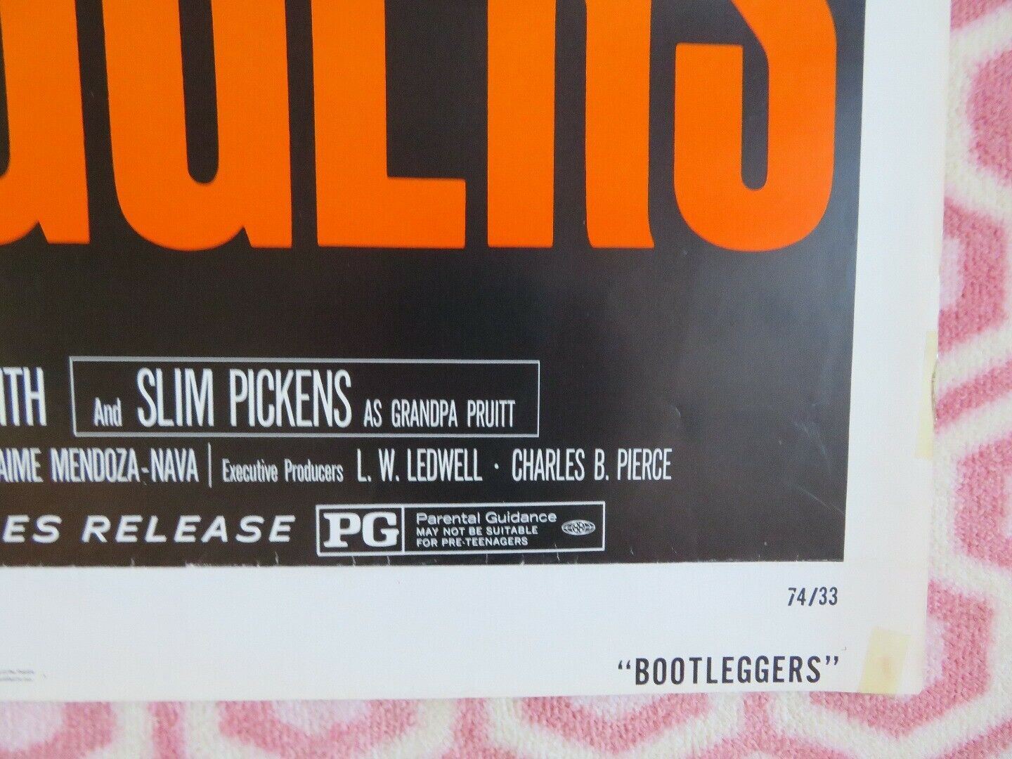 BOOTLEGGERS FOLDED US ONE SHEET POSTER SLIM PICKENS PAUL KOSLO 1974