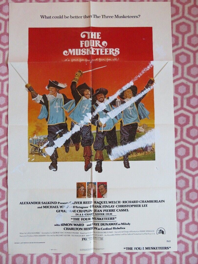 THE FOUR MUSKETEERS STYLE C FOLDED US ONE SHEET POSTER CHRISTOPHER LEE 1975