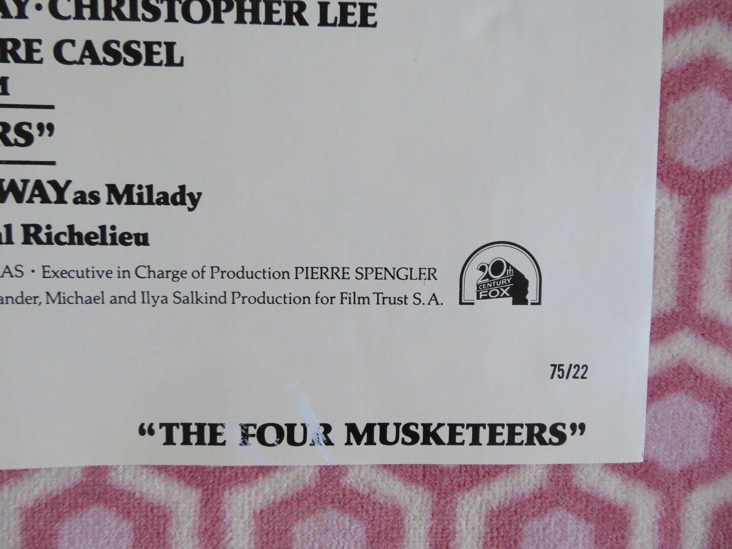 THE FOUR MUSKETEERS STYLE C FOLDED US ONE SHEET POSTER CHRISTOPHER LEE 1975