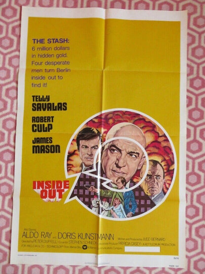 INSIDE OUT  FOLDED US ONE SHEET POSTER TELLY SAVALAS ROBERT CULP 1975