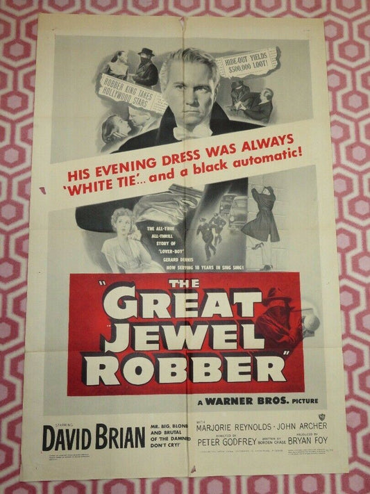 THE GREAT JEWEL ROBBER FOLDED US ONE SHEET POSTER DAVID BRIAN 1950