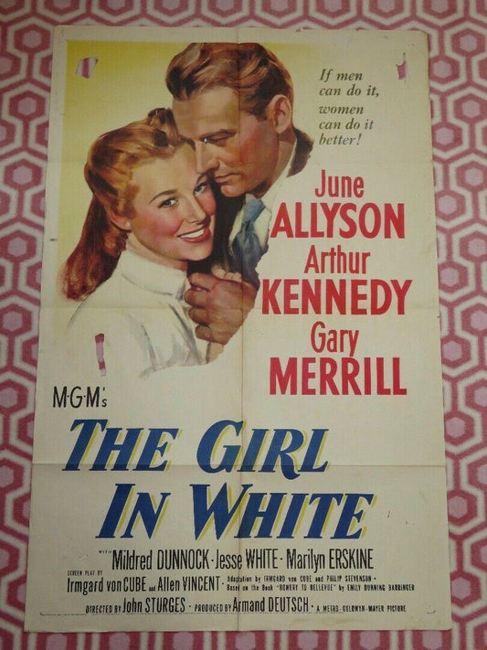 THE GIRL IN WHITE  FOLDED US ONE SHEET POSTER JUNE ALLYSON ARTHUR KENNEDY 1952