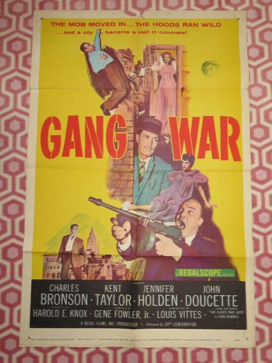 GANG WAR  FOLDED US ONE SHEET POSTER CHARLES BRONSON KENT TAYLOR 1958